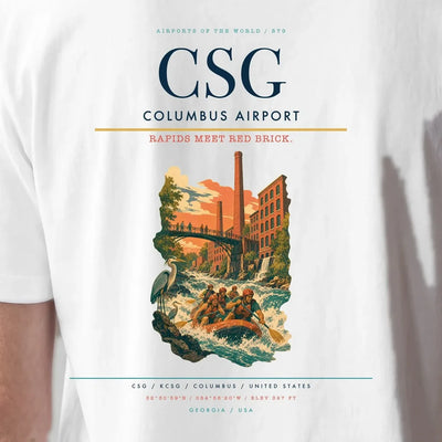 Columbus Airport (CSG) double-side t-shirt design close-up cover