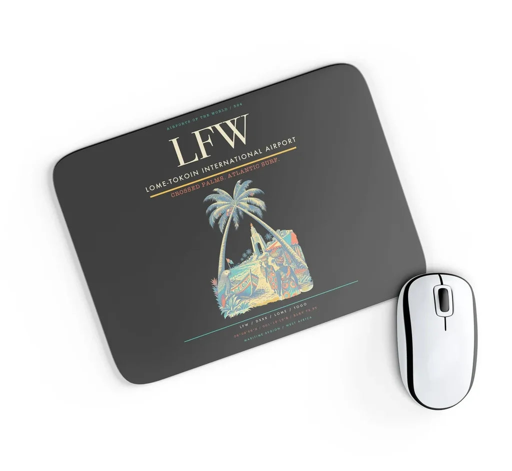Lome-Tokoin International Airport (LFW) design on black rectangle mouse pad