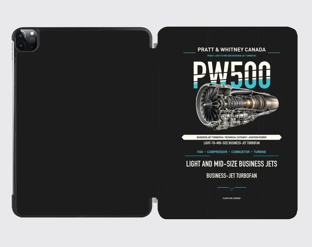 PW500 design on black ipad tablet case