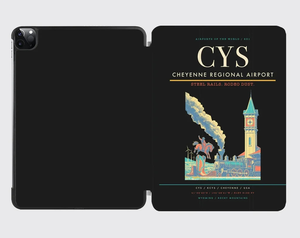 Cheyenne Regional Airport (CYS) design on black ipad tablet case