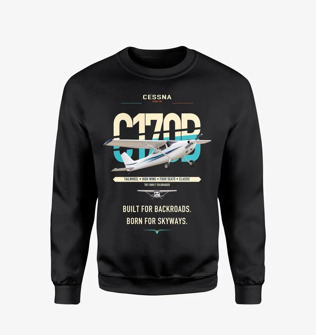 Cessna 170B design on black sweatshirt