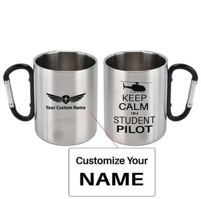 Student Pilot (Helicopter) aviation design on outdoor mug, durable insulated construction.