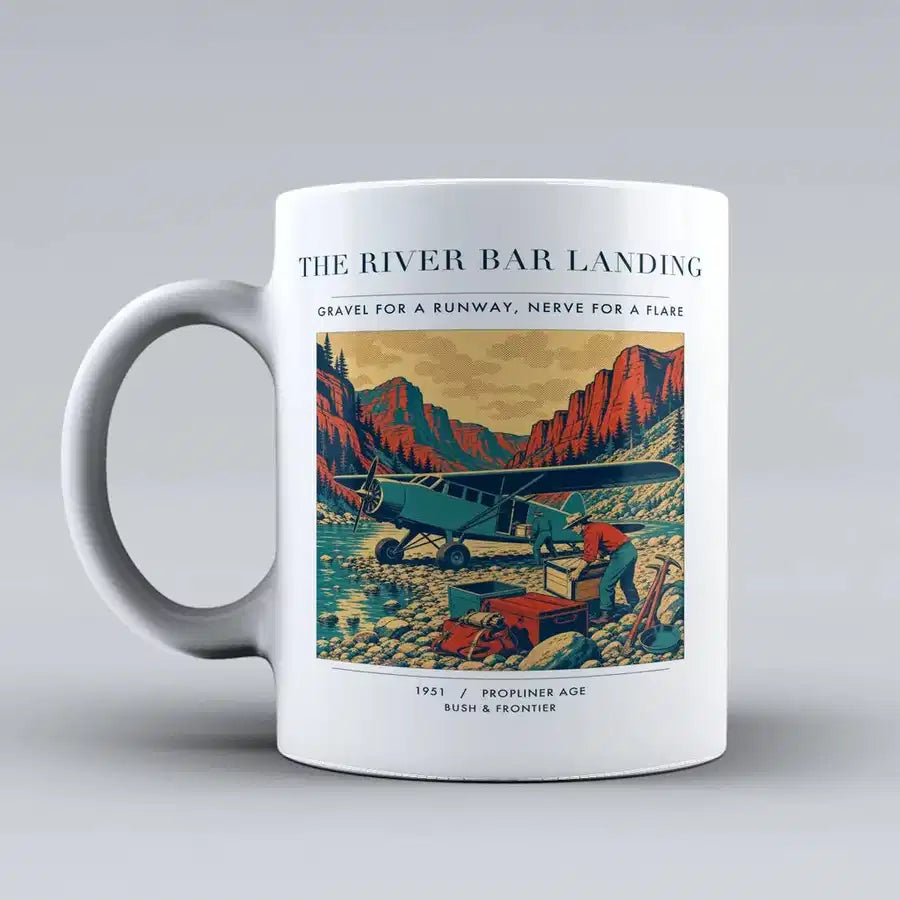 VINTAGE G4193 - The River Bar Landing - Ceramic Mug design on white