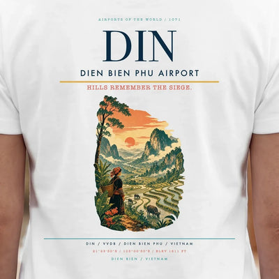 Dien Bien Phu Airport (DIN) double-side t-shirt design close-up cover