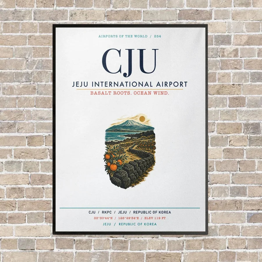 Jeju International Airport CJU vertical canvas print - framed - white background