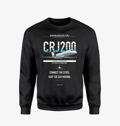 Bombardier CRJ200 design on black sweatshirt