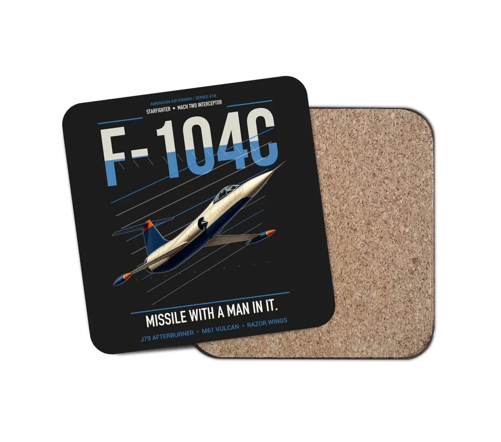 F-104C Starfighter design on black 1 piece coaster