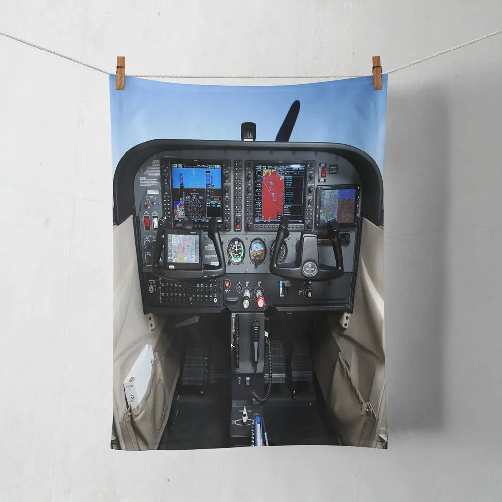 Cessna 172 Cockpit aviation design on soft absorbent cotton towel.