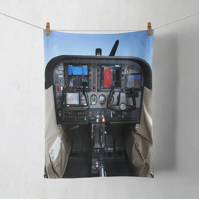 Cessna 172 Cockpit aviation design on soft absorbent cotton towel.