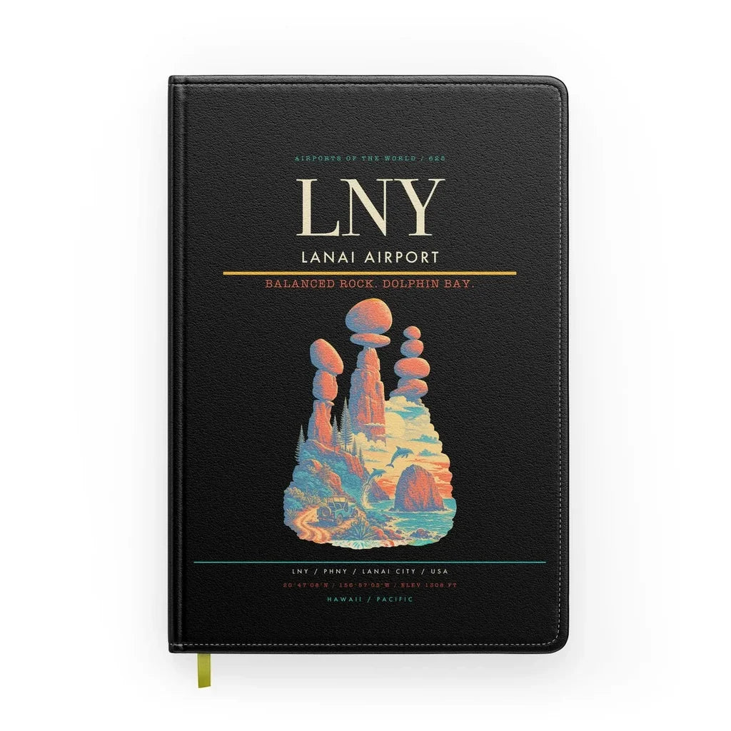 Lanai Airport (LNY) design on black notebook
