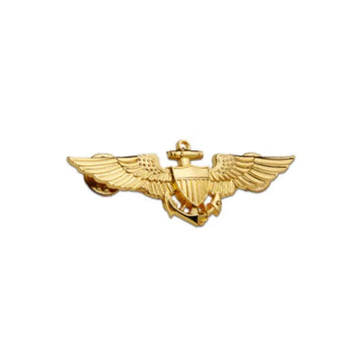 Special Edition Navy Pilot (Golden Colour) aviation print badge, polished metal.
