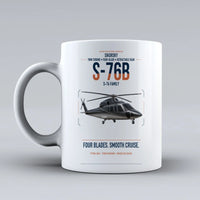 Thumbnail for Sikorsky S-76B design on white ceramic mug, double-side print