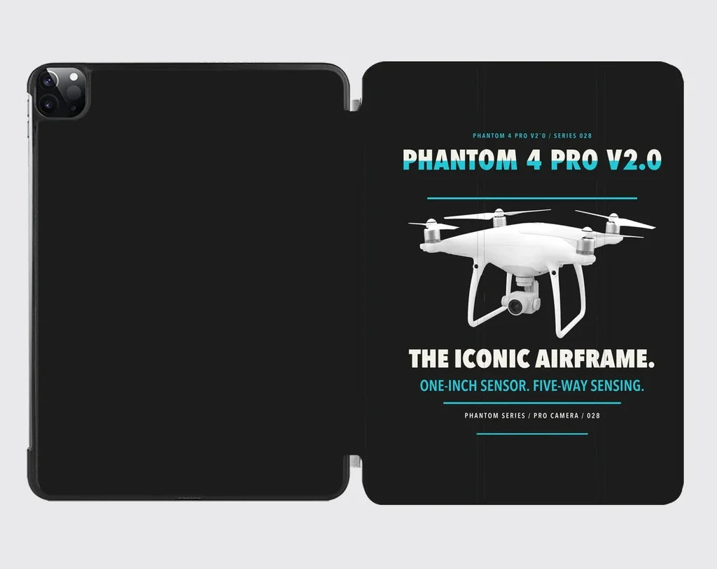 DJI Phantom 4 Pro V2.0 design on black ipad tablet case