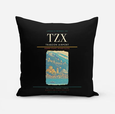 Trabzon Airport (TZX) design on black pillow