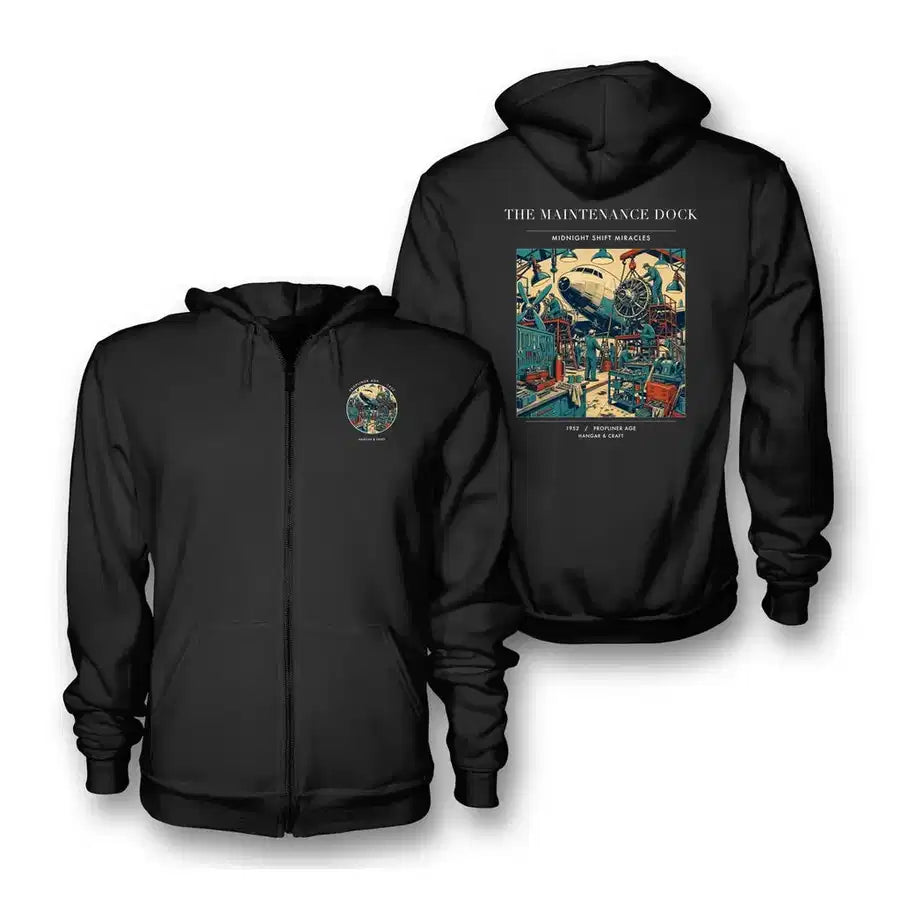 VINTAGE G4094 - The Maintenance Dock - Premium Zipped Hoodie design on black