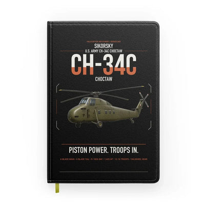 Sikorsky CH-34C Choctaw design on black notebook
