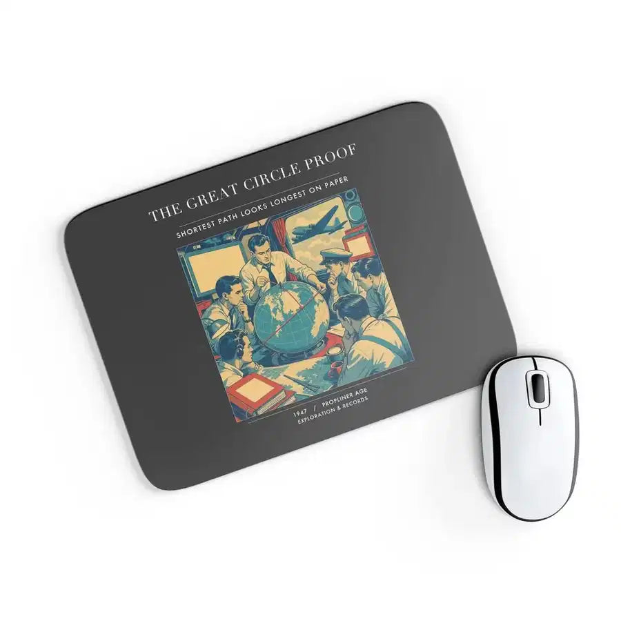 VINTAGE G4292 - The Great Circle Proof - Designed Mouse Pads design on black rectangle