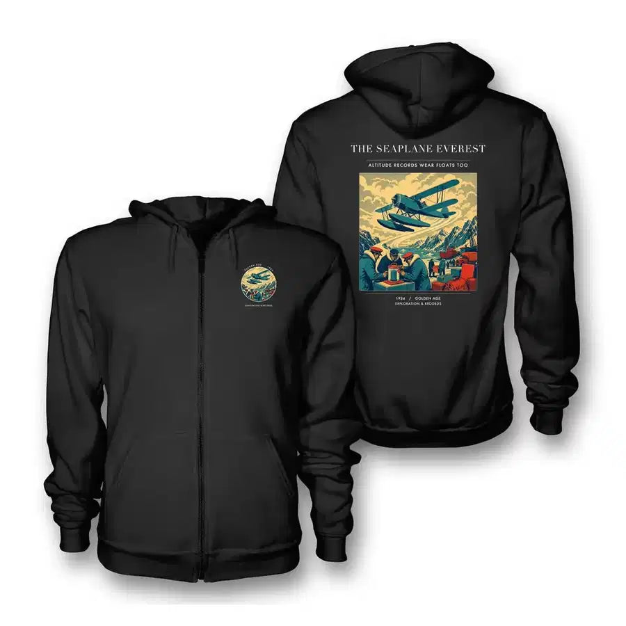 VINTAGE G4296 - The Seaplane Everest - Premium Zipped Hoodie design on black
