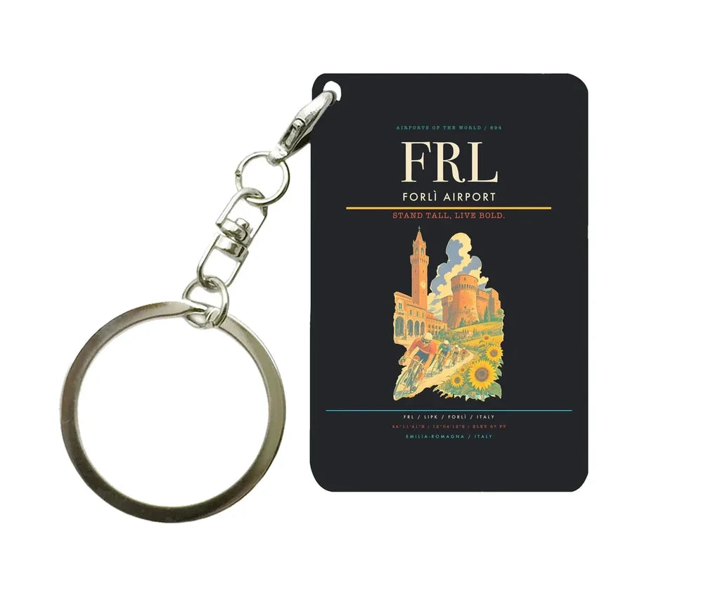 Forlì Airport (FRL) design on black key chain