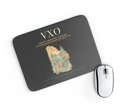 Växjö Småland Airport (VXO) design on black rectangle mouse pad