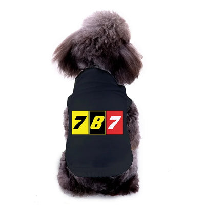 Pet vest with Flat Colourful 787 Dog Pet aviation design, quilted insulated panel.