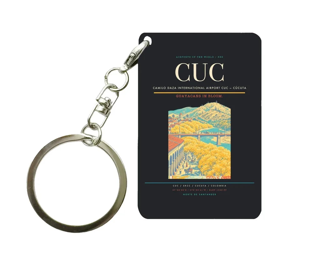 Camilo Daza International Airport (CUC) design on black key chain