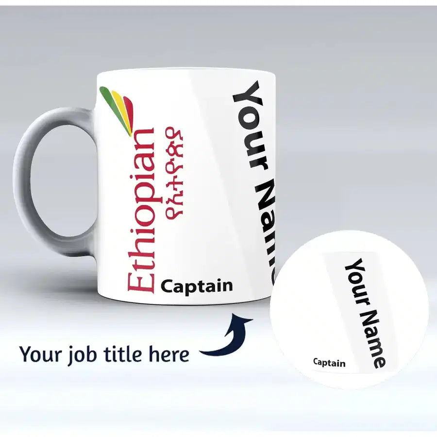Ethiopian Airlines Designed Ceramic White Mugs - view 1