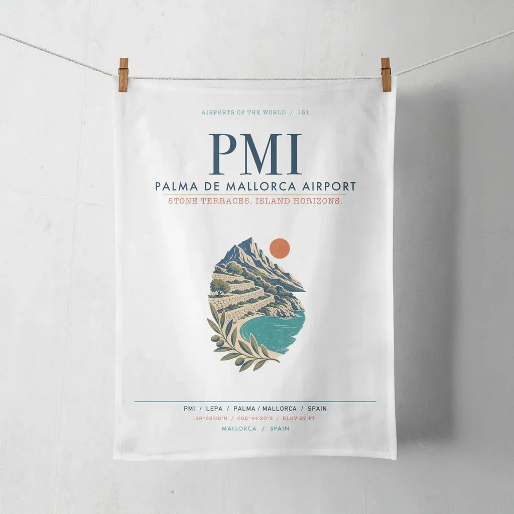 Palma de Mallorca Airport (PMI) design on white towel