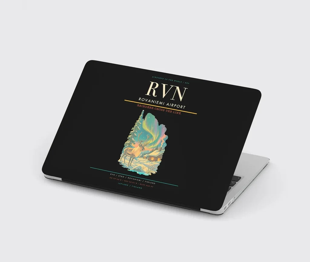 Rovaniemi Airport (RVN) design on black MacBook case