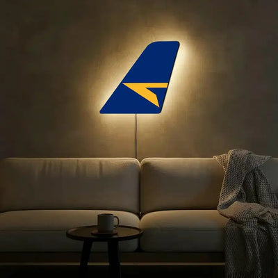 Alliance Airlines aviation design on durable metal with LED aircraft tail wall art.