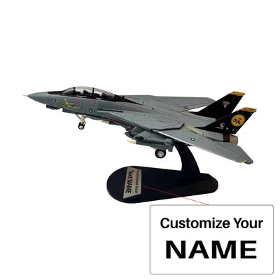Side view of 1/100 Grumman F-14 Tomcat Interceptor VF-31 Airplane Model aviation military aircraft model in diecast metal wit.