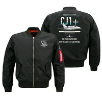Thumbnail for Cessna Citation CJ1+ design on black bomber jacket, double-side print