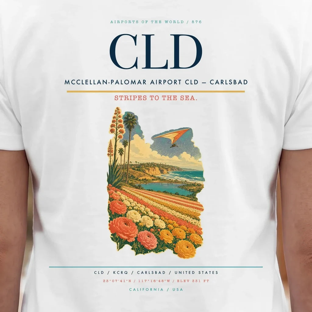 McClellan-Palomar Airport (CLD) double-side t-shirt design close-up cover