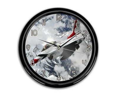 US AirForce Show Fighter Jet 16 aviation themed wall clock, premium wood and metal.