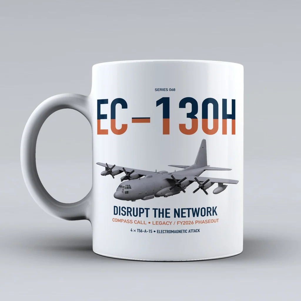 EC-130H Compass Call design on white ceramic mug, double-side print