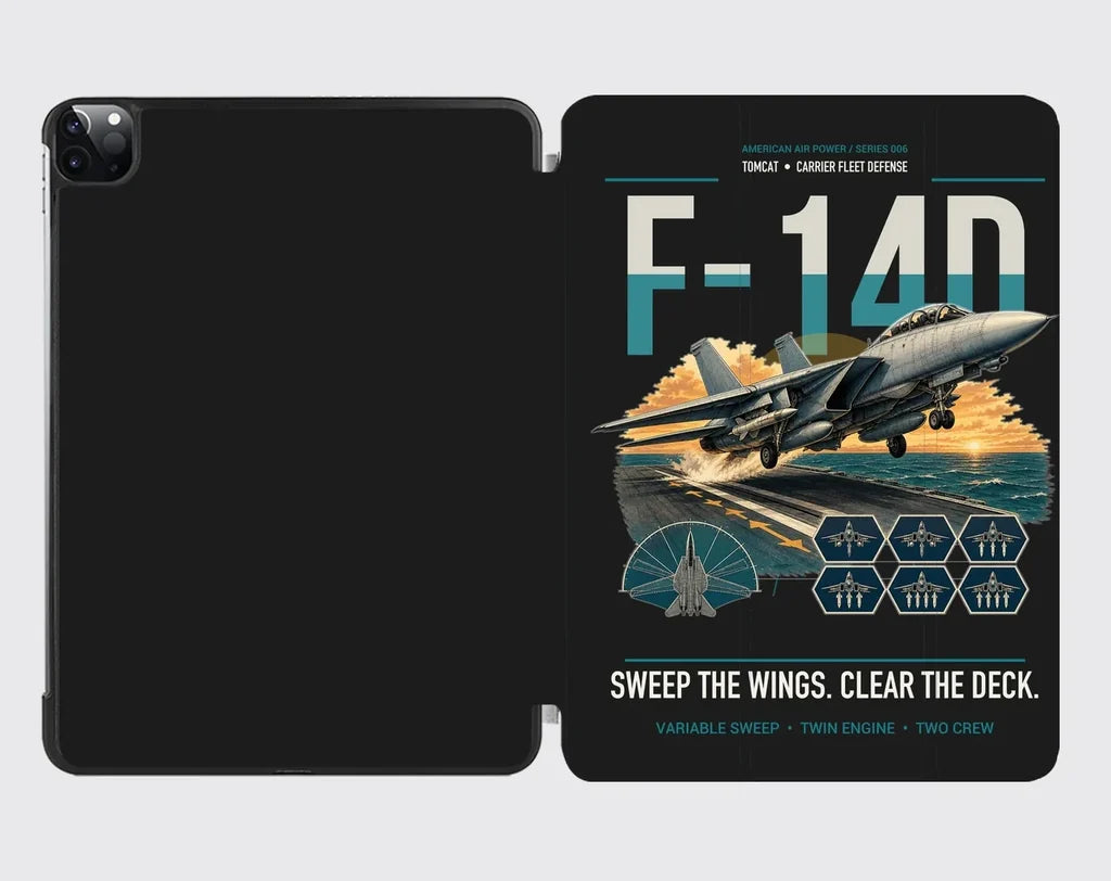 F-14D Tomcat design on black ipad tablet case