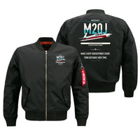 Thumbnail for Mooney M20J 201 design on black bomber jacket, double-side print