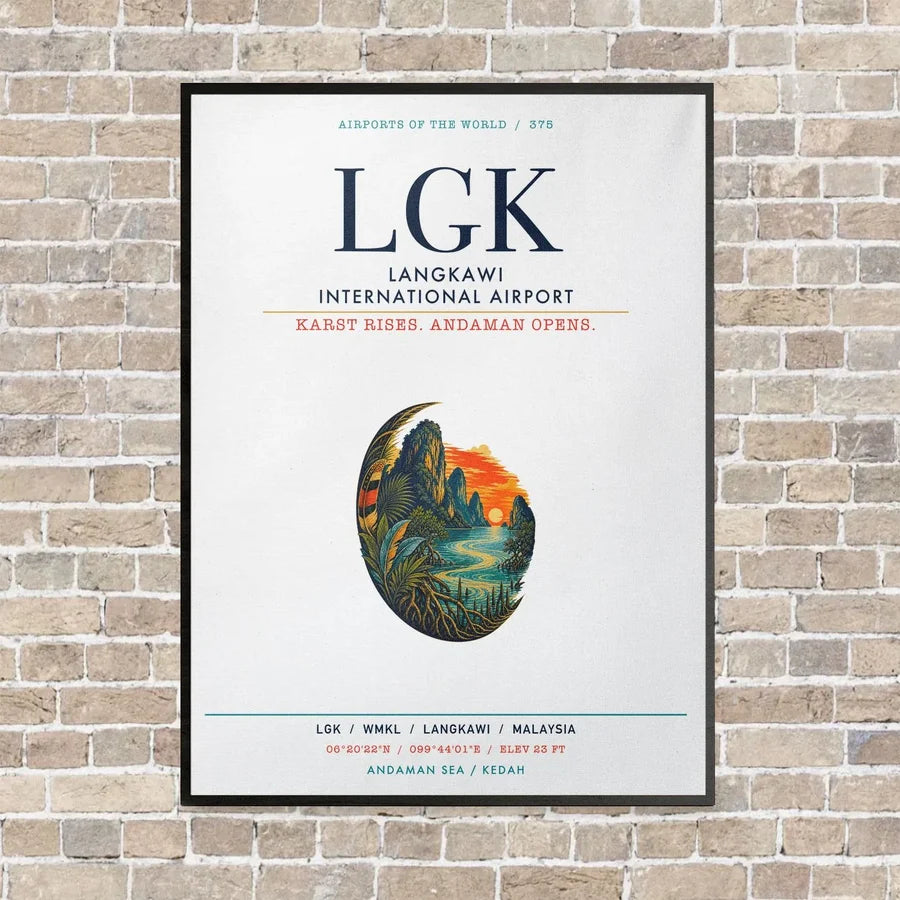 Langkawi International Airport LGK vertical canvas print - framed - white background