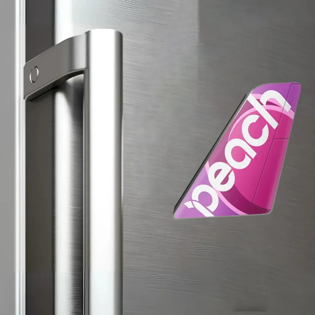 Peach Airlines aviation design tail magnet in 3D metal with magnetic back.