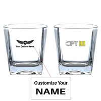Thumbnail for CPT & 4 Lines aviation design on whiskey glass, crystal-clear premium glassware.