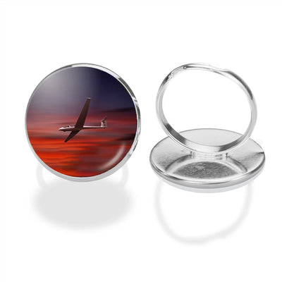 Cruising Glider at Sunset aviation ring in stainless steel.