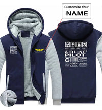 Thumbnail for Airline Pilot Label aviation design printed on soft cotton blend zipped sweatshirt.