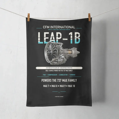 CFM LEAP-1B design on black towel