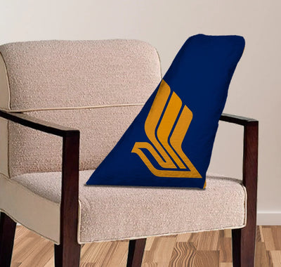 Singapore Airlines aviation design on soft polyester filling aircraft tail pillow.