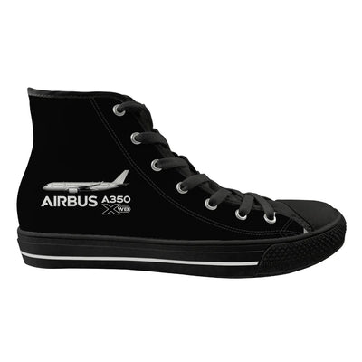 The Airbus A350 WXB Long Canvas Shoes (Women) aviation design on durable canvas women's canvas shoes.