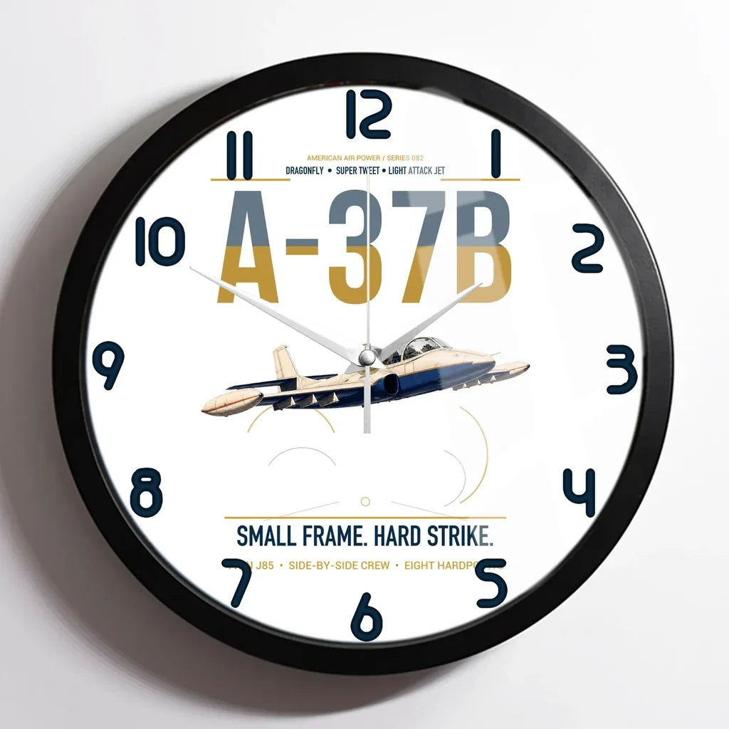 A-37B Dragonfly design on white framed wall clock