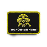 Thumbnail for Custom Name Badge 8 (Skull) & Embroidered aviation design patch in embroidered fabric.
