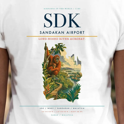 Sandakan Airport (SDK) double-side t-shirt design close-up cover