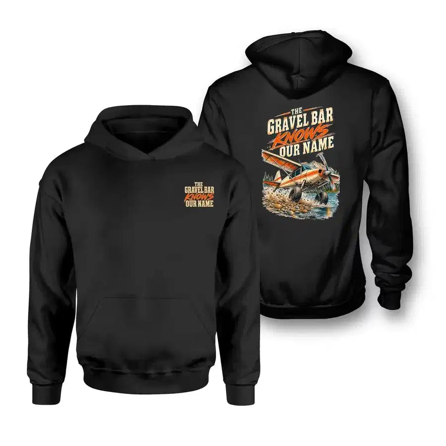 SIGNAL 662 - The Gravel Bar Knows Our Name - Double-Side Hoodie design on black double side hoodie