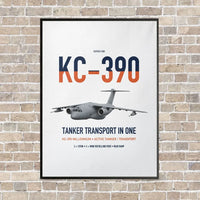 Thumbnail for Embraer KC-390 Millennium vertical canvas print - framed - white background